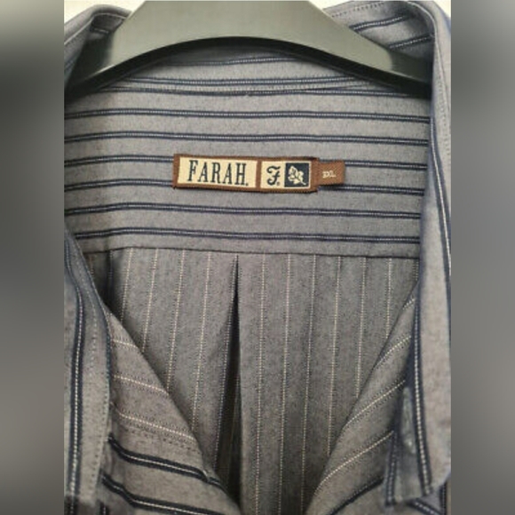 Farah shirt striped size 3XL XXL long sleeve grey with blue stripes casual - Picture 4 of 7